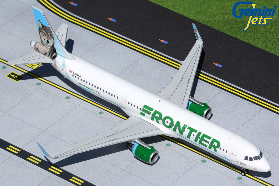 G2FFT973 GEMINI 200 Frontier / フロンティア航空 A321 N704FR Virginia the Wolf  1:200 お取り寄せ GEMINI JETS 1:200 Frontier Airlines / フロンティア航空 A321 亜鉛ダイキャスト製