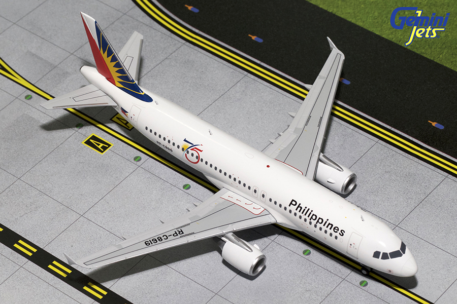 GJ78616 GEMINI 200 Philippine 75th / フィリピン航空 75th A320-200 RP-C8619 1:200 完売しました。 GEMINI JETS 1:200 Philippine Airlines / フィリピン航空 A320 亜鉛ダイキャスト製