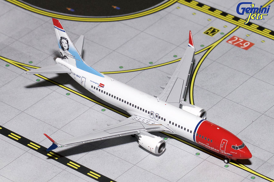 GJ701654 GEMINI JETS NORWEGIAN / ノルウェー・エアシャトル B737 MAX8 LN-MAX Sonja Henie 1:400 完売しました。 GEMINI JETS 1:400 NORWEGIAN / ノルウェージャン・エアシャトル 737 MAX8 亜鉛ダイキャスト製