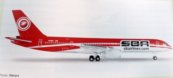 526029 Herpa CLUB MODEL SBA Airlines / SBA航空 (旧名：サンタバーバラ航空) B757-200 YV-288T 1:500 完売しました。 Herpa 1:500 SBA Airlines / SBA航空 (旧名：サンタバーバラ航空) 757-200 亜鉛ダイキャスト製