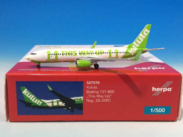 527576 Herpa CLUB MODEL Kulula / クルラ/クララ B737-800W ZS-ZWO 1:500 メーカー完売 Herpa 1:500 Kulula / クルラ/クララ 737-800 亜鉛ダイキャスト製