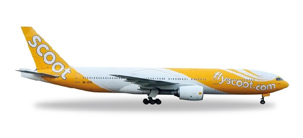 527859 Herpa SCOOT / スクート B777-200ER 9V-OTA 1:500 完売しました Herpa 1:500 SCOOT / スクート 777-200 亜鉛ダイキャスト製