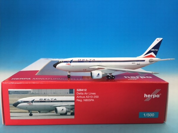 528412 Herpa CLUB MODEL Delta / デルタ航空 o/c A310-200 N805PA 1:500 Herpa 1:500 Delta Air Lines / デルタ航空 A310-200 亜鉛ダイキャスト製