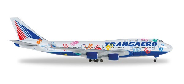 528818 Herpa TRANSAERO AIRLINES / トランスアエロ航空 B747-400 EI-XLO Flight of Hope 1:500 完売しました。