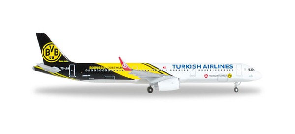 528825 Herpa Turkish / トルコ航空 ターキッシュ エアラインズ A321 TC-JSJ BVB 09 Borussia Dortmund 1:500 完売しました Herpa 1:500 Turkish Airlines / トルコ航空/ターキッシュ エアラインズ A321 亜鉛ダイキャスト製