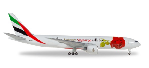 531009 Herpa Emirates SKY CARGO / エミレーツ航空 スカイカーゴ B777F with love 1:500 完売しました。 Herpa 1:500 Emirates SkyCargo / エミレーツ・スカイカーゴ 777-200F 亜鉛ダイキャスト製