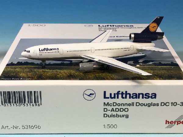 531696 Herpa CLUB MODEL Lufthansa / ルフトハンザドイツ航空 DC-10-30 D-ADDO 1:500 完売しました。 Herpa 1:500 Lufthansa / ルフトハンザドイツ航空 DC-10 亜鉛ダイキャスト製