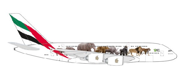531764 Herpa Emirates / エミレーツ航空 United for Wildlife A380-800 A6-EEI 1:500 メーカー完売 Herpa 1:500 Emirates / エミレーツ航空 A380 亜鉛ダイキャスト製