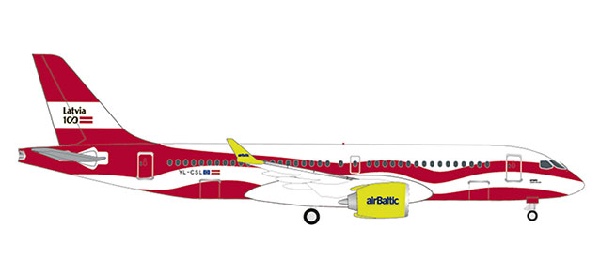 533171 Herpa airBaltic / エア バルティック A220-300 Latvia 100 YL-CSL 1:500 完売しました。 Herpa 1:500 airBaltic / エア バルティック A220-300 亜鉛ダイキャスト製