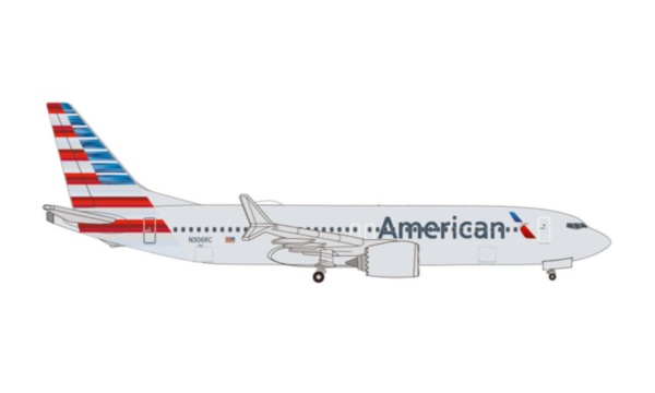 535199 Herpa American / アメリカン航空 B737 MAX8 N306RC 1:500 完売しました。 Herpa 1:500 American Airlines / アメリカン航空 737 MAX8 亜鉛ダイキャスト製