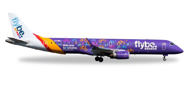 558297 Herpa Flybe Embraer E195 G-FBEJ Welcome to Yorkshire 1:200 完売しました。 Herpa 1:200 Flybe / フライビー E195 プラスチック製