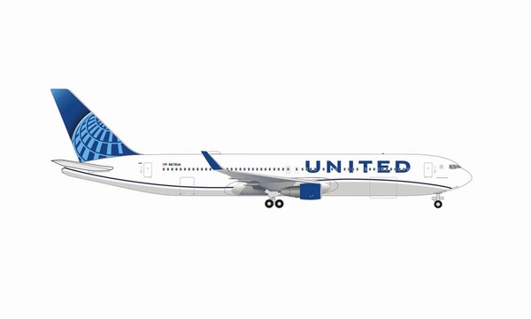 536127 Herpa UNITED / ユナイテッド航空 B767-300 N676UA 1:500 完売しました。 Herpa 1:500 United Airlines / ユナイテッド航空 767-300 亜鉛ダイキャスト製