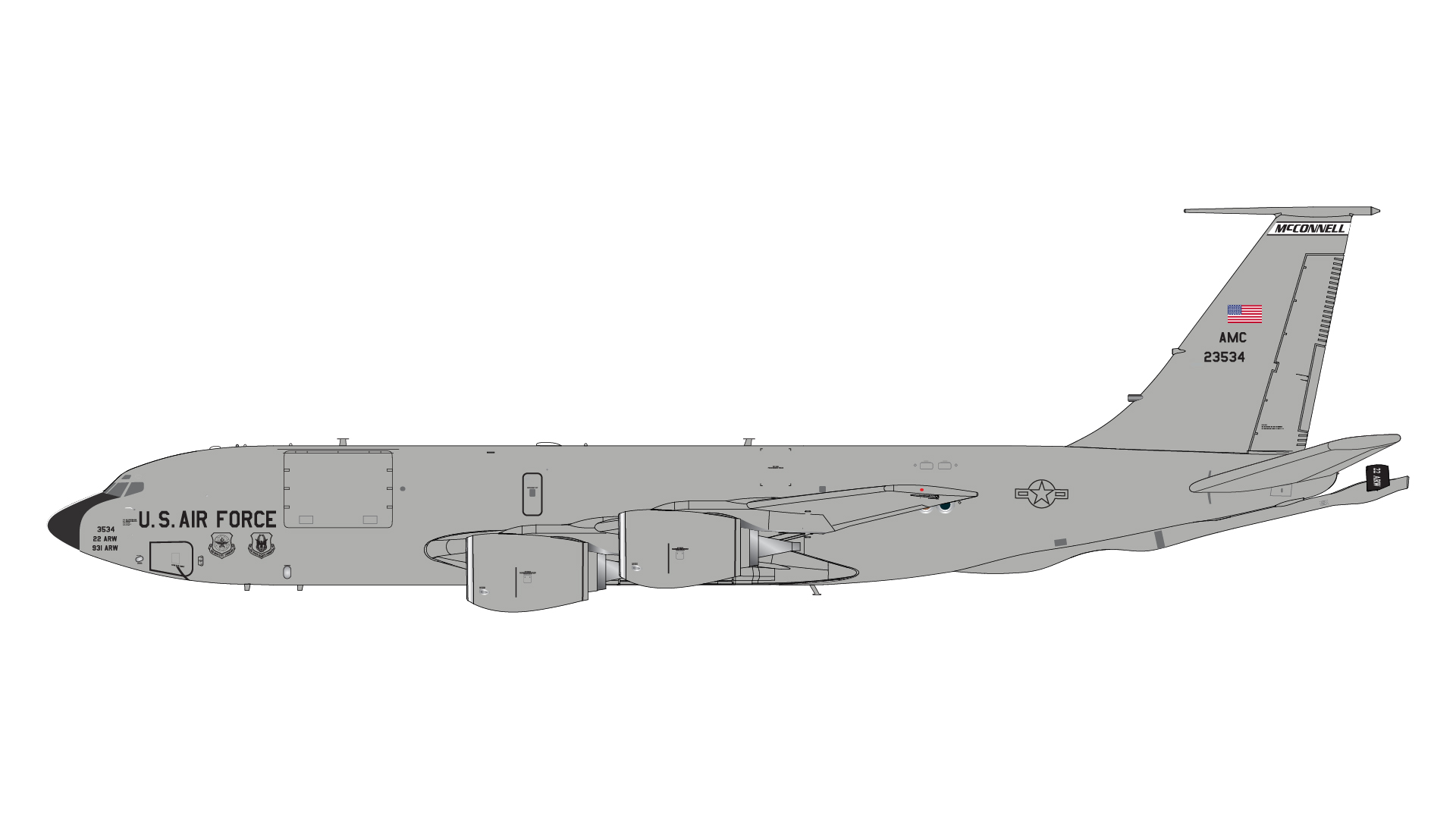 G2AFO1092 GEMINI 200 U.S. Air Force KC-135RT 62-3534 McConnell Air Force Base 1:200 完売しました。 GEMINI JETS 1:200 USAF U.S. Air Force / アメリカ空軍 KC-135 ストラトタンカー 亜鉛ダイキャスト製