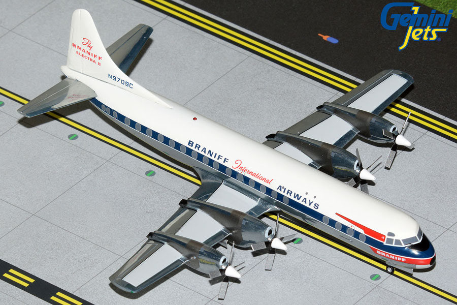 G2BNF1027 GEMINI 200 Braniff International Airways L-188A N9709C El Dorado livery & polished belly 1:200 お取り寄せ