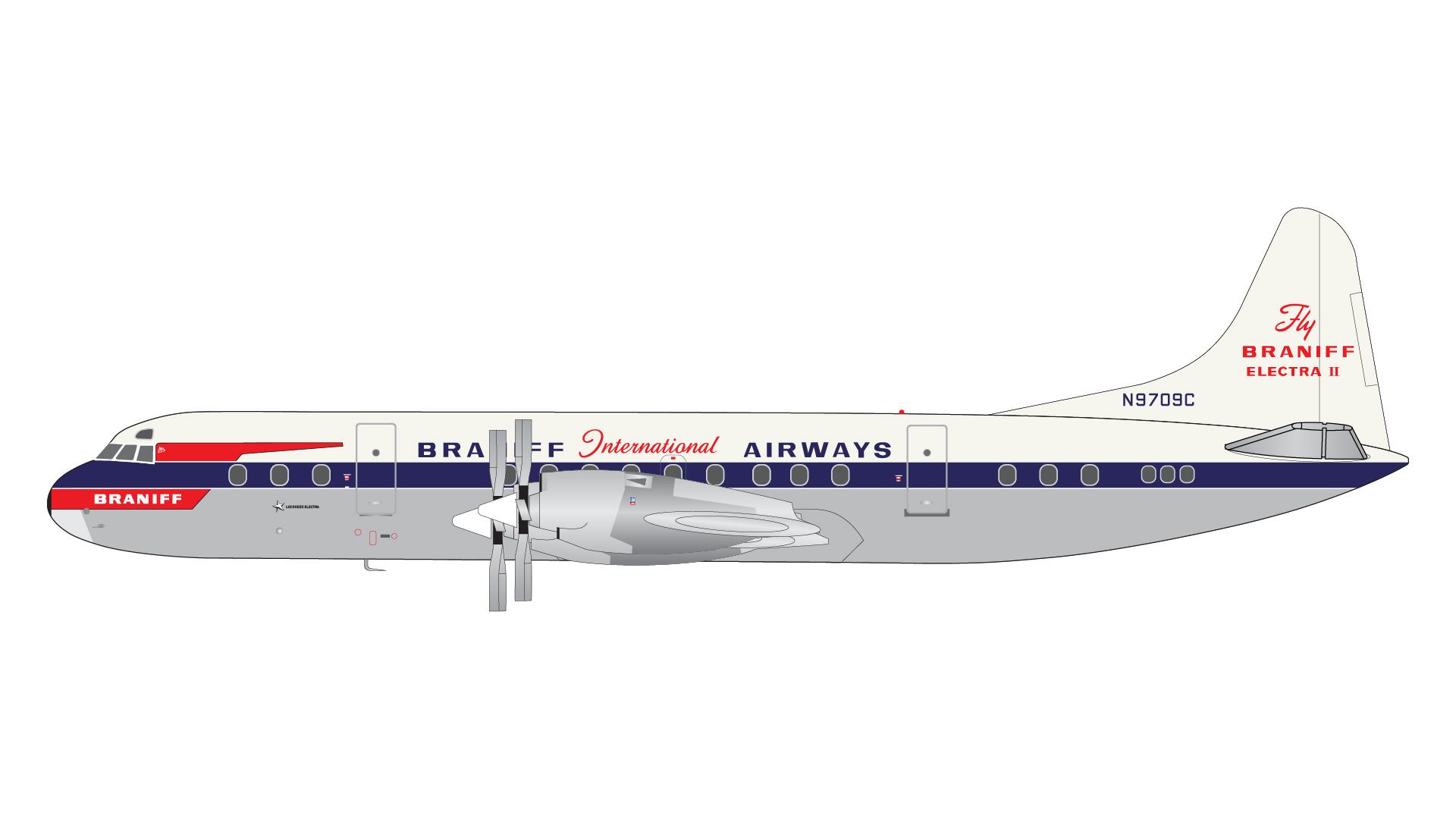 G2BNF1027 GEMINI 200 Braniff International Airways L-188A N9709C El Dorado livery & polished belly 1:200 お取り寄せ GEMINI JETS 1:200 Braniff International Airways / ブラニフ航空 L-188 亜鉛ダイキャスト製