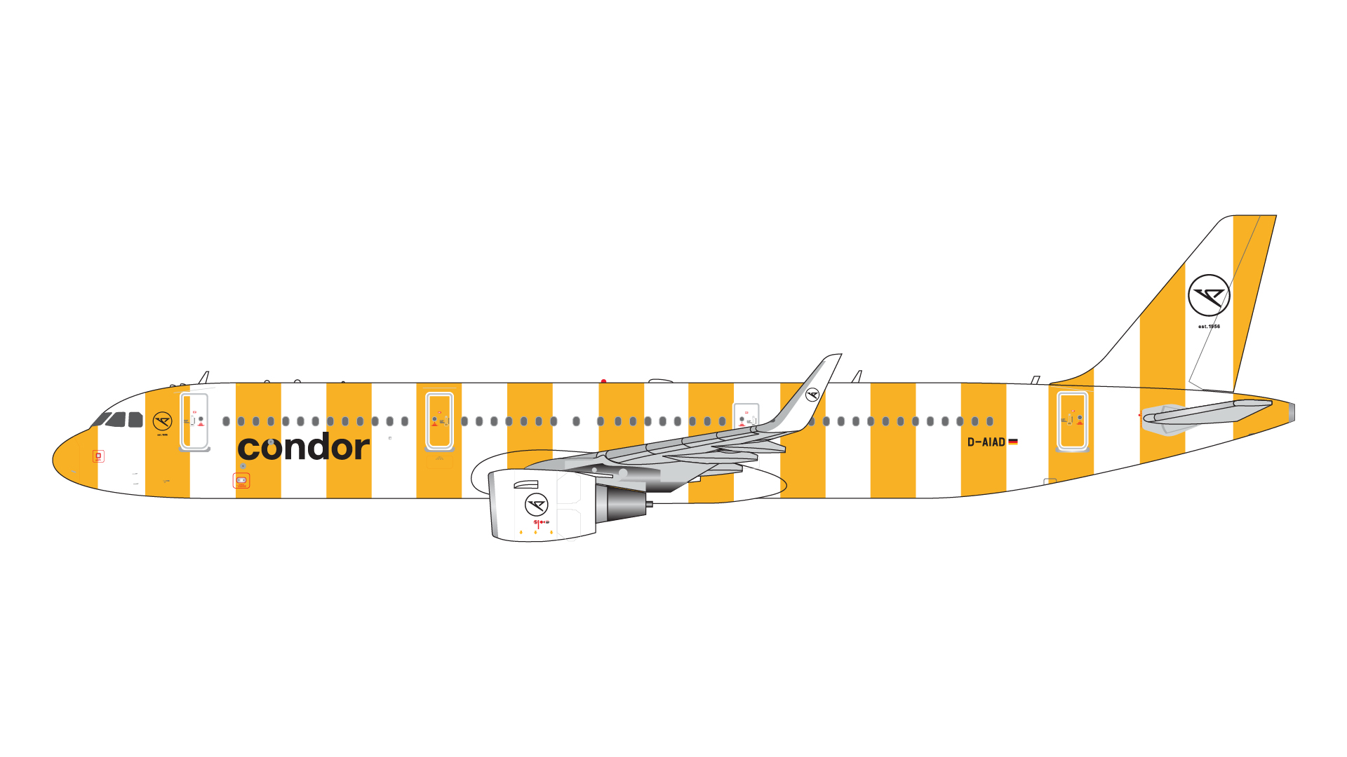 GJCFG2149 GEMINI JETS Condor / コンドル航空 A321 New livery: sunshine/yellow stripes D-AIAD 1:400 完売しました。 GEMINI JETS 1:400 Condor / コンドル航空 A321 亜鉛ダイキャスト製