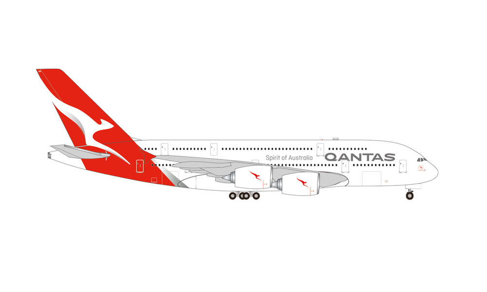 531795-001 Herpa Qantas Airways / カンタス航空 A380 Hudson Fysh VH-OQB 1:500 完売しました。 Herpa 1:500 Qantas Airways / カンタス航空 A380 亜鉛ダイキャスト製