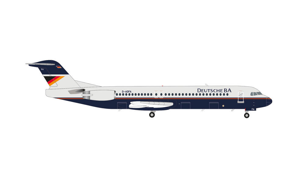 572279 Herpa Deutsche BA / ドイチェ BA Fokker 100 D-ADFA  1:200