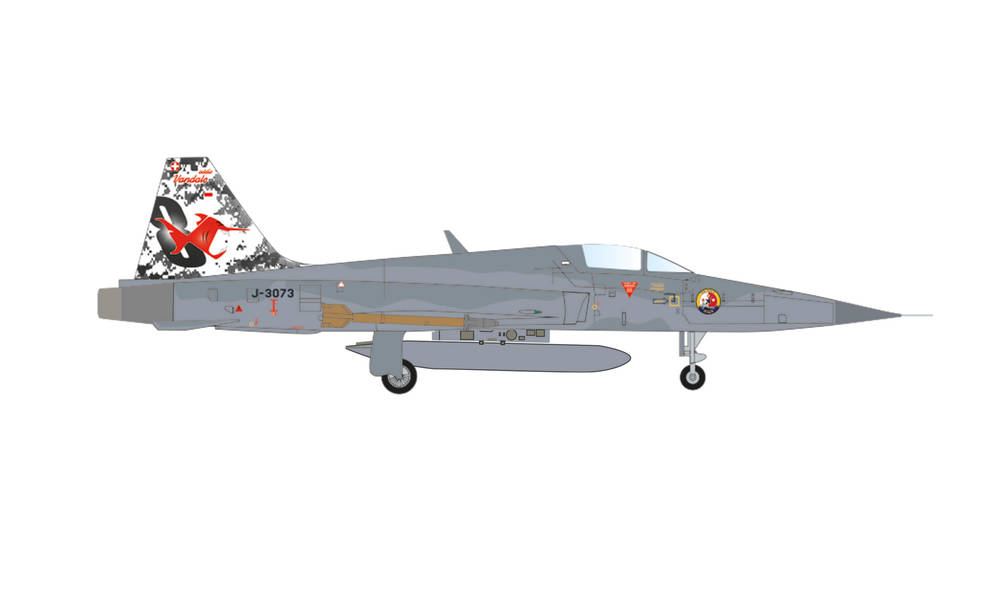 572521 Herpa スイス空軍 F-5E Fliegerstaffel 8 Vandalos マイリンゲン空軍基地 J-3073 1:200 完売しました。 Herpa 1:200 Swiss Air Force / スイス空軍 F-5E/F タイガーII 亜鉛ダイキャスト製