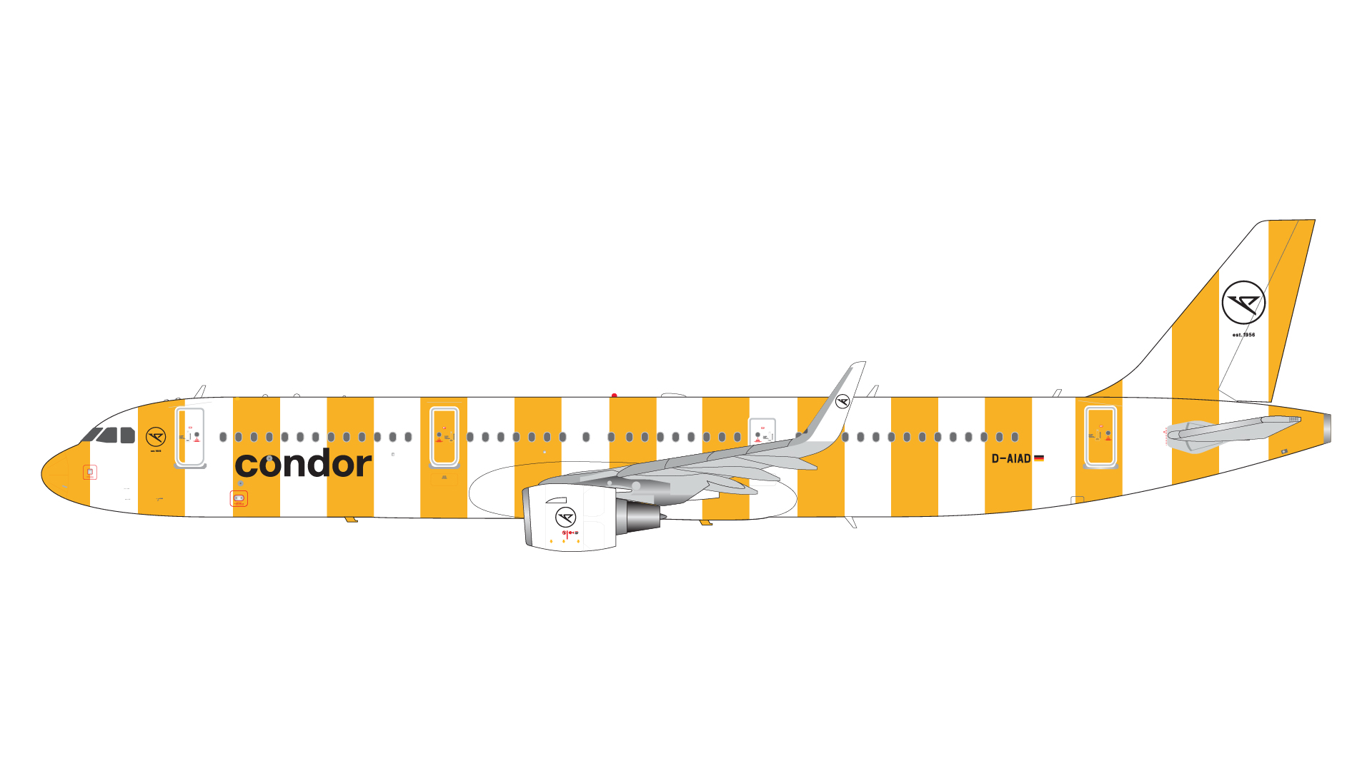G2CFG1175 GEMINI 200 Condor / コンドル航空 A321-200S D-AIAD new livery: sunshine/yellow stripes 1:200 完売しました。 GEMINI JETS 1:200 Condor / コンドル航空 A321 亜鉛ダイキャスト製