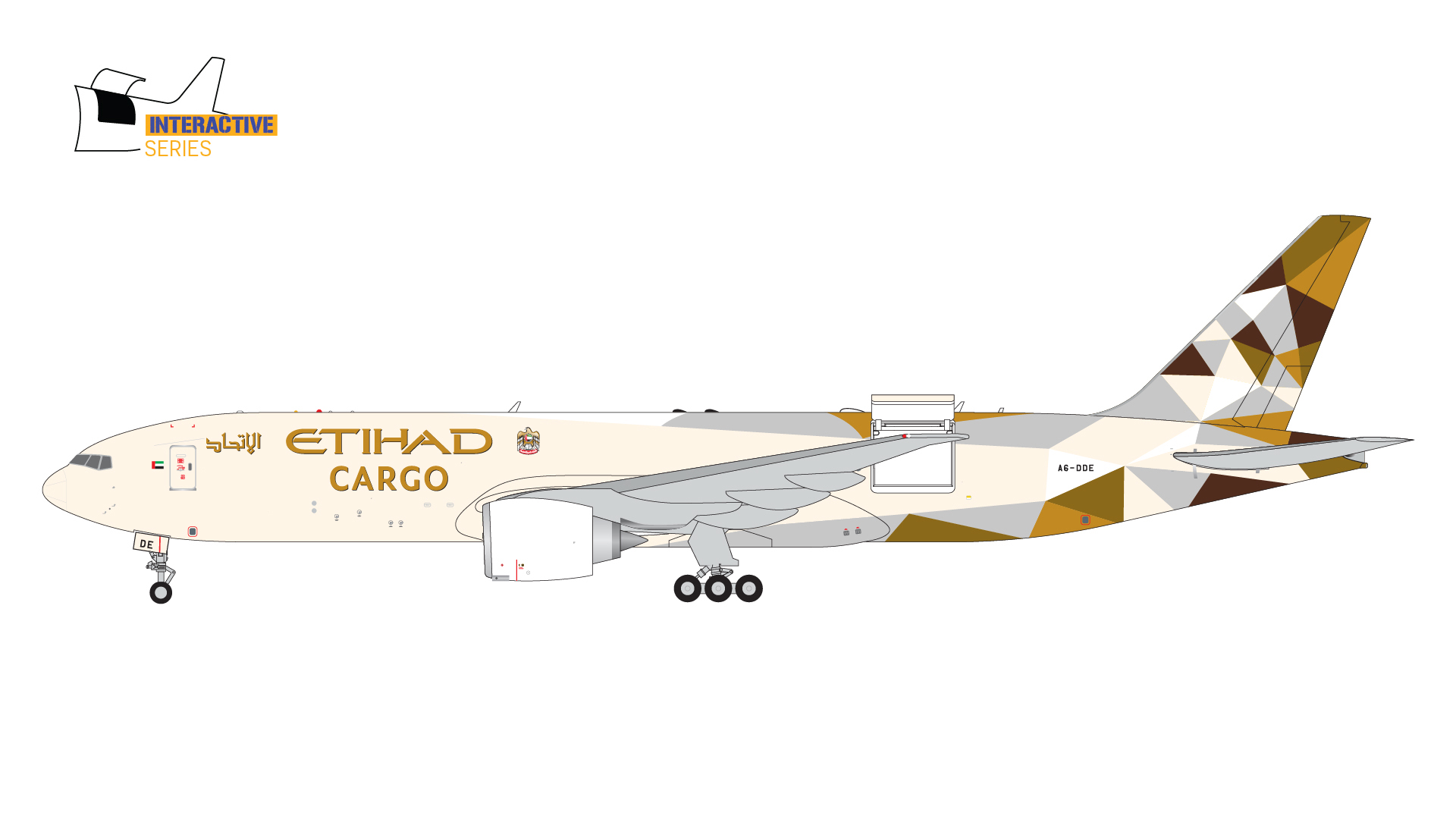 GJETD2146 GEMINI JETS Etihad Cargo / エティハド航空 カーゴ B777-200LRF Interactive Series A6-DDE 1:400 お取り寄せ