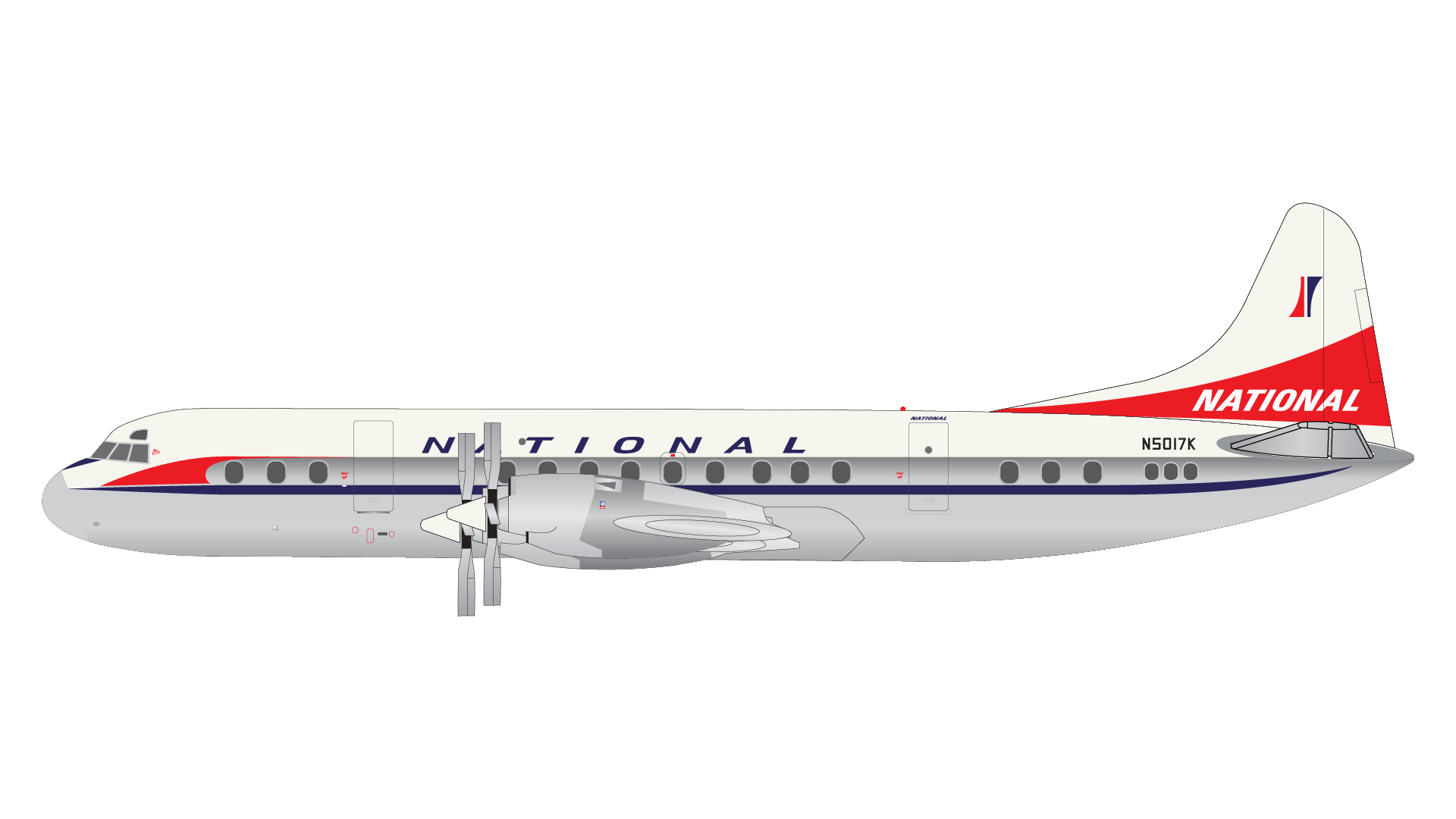 GJNAL2136 GEMINI JETS National Airlines L-188A Electra polished belly N5017K 1:400