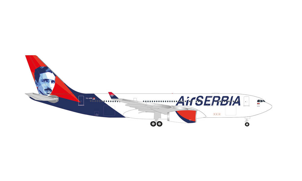 536578 Herpa Air Serbia / エア・セルビア A330-200 Nikola Tesla YU-ARB 1:500 お取り寄せ Herpa 1:500 Air Serbia / エア・セルビア A330-200 亜鉛ダイキャスト製