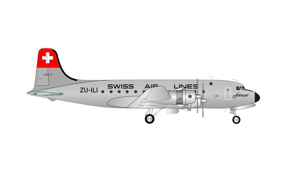 572491 Herpa Swiss International Air Lines / スイス国際航空 DC-4 ZU-ILI 1:200 完売しました。