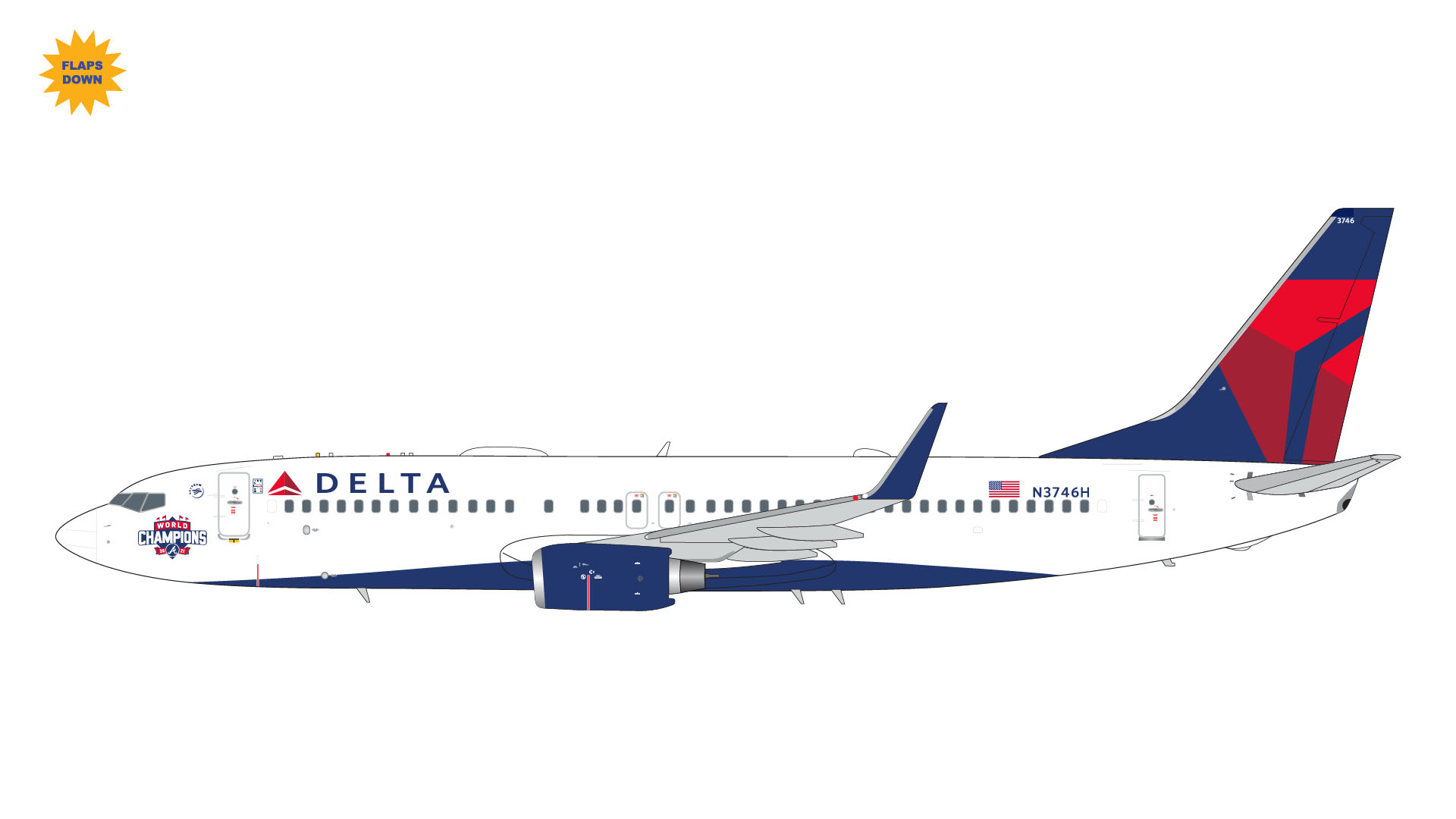 G2DAL1114F GEMINI 200 Delta Air Lines / デルタ航空 B737-800W N3746H Atlanta Braves / World Champions / flaps down 1:200 完売しました。 GEMINI JETS 1:200 Delta Air Lines / デルタ航空 737-800 亜鉛ダイキャスト製