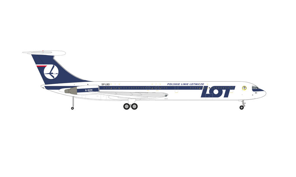 572682 Herpa LOT Polish Airlines Ilyushin IL-62M SP-LBD Wladyslaw Sikorski 1:200 お取り寄せ