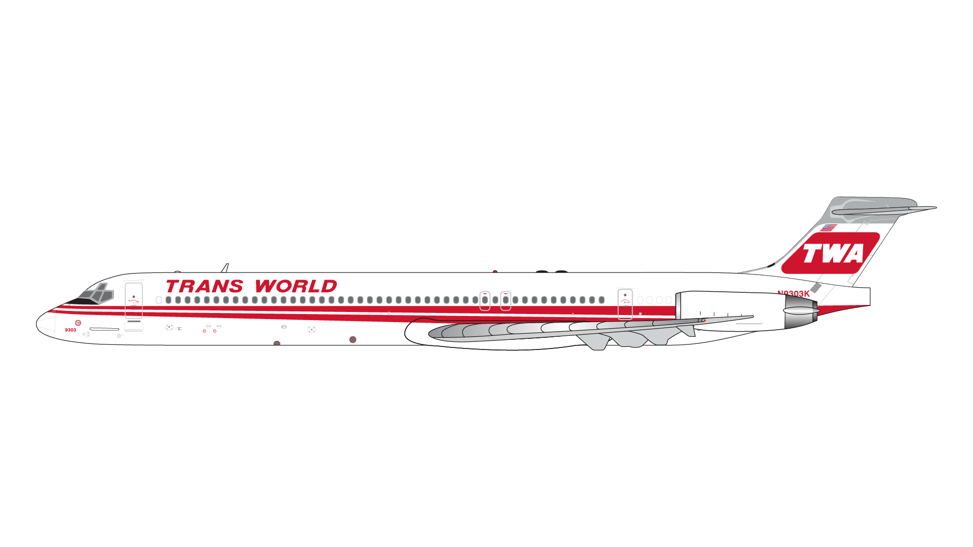 GJTWA2009 GEMINI JETS Trans World Airlines / トランス・ワールド航空 twin-stripes livery MD-83 N9303K 1:400 メーカー完売