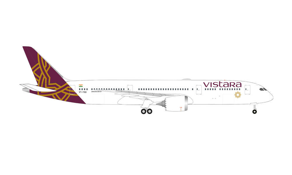 536868 Herpa VISTARA / ビスタラ航空 B787-9 VT-TSD 1:500 完売しました。 Herpa 1:500 VISTARA / ビスタラ航空 787-9 亜鉛ダイキャスト製