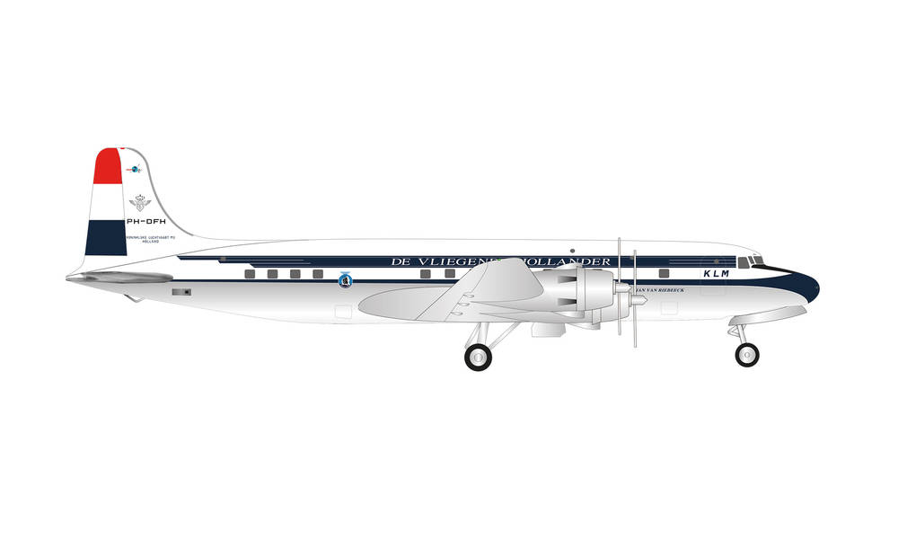 536998 Herpa KLM / KLMオランダ航空 DC-6B PH-DFH Jan van Riebeek 1:500 完売しました。 Herpa 1:500 KLM / KLMオランダ航空 DC-6 亜鉛ダイキャスト製