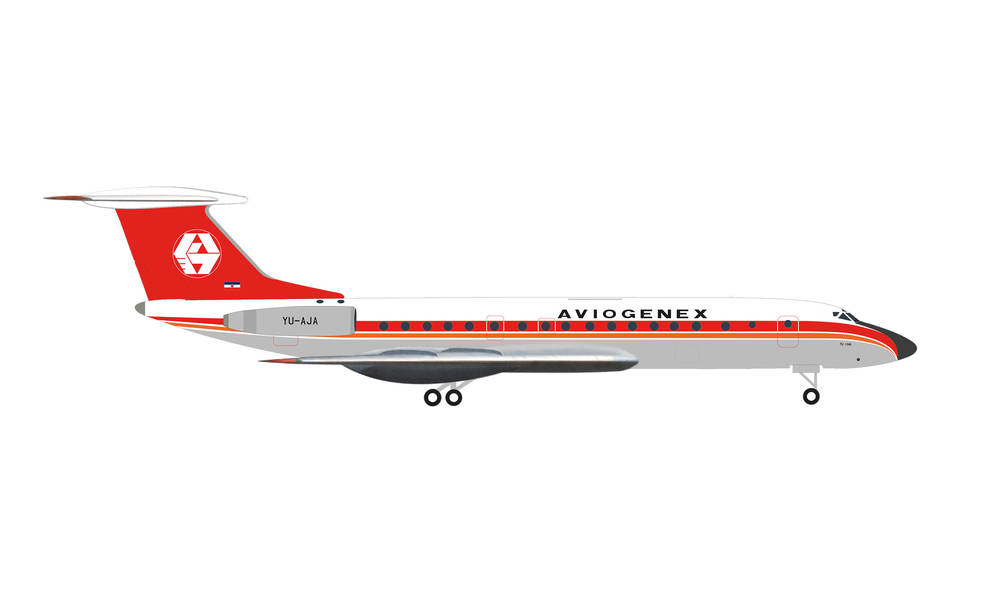 537018 Herpa Aviogenex / アビオジェネックス TU-134A YU-AJA Titograd 1:500 Herpa 1:500 Aviogenex / アビオジェネックス Tu-134 亜鉛ダイキャスト製