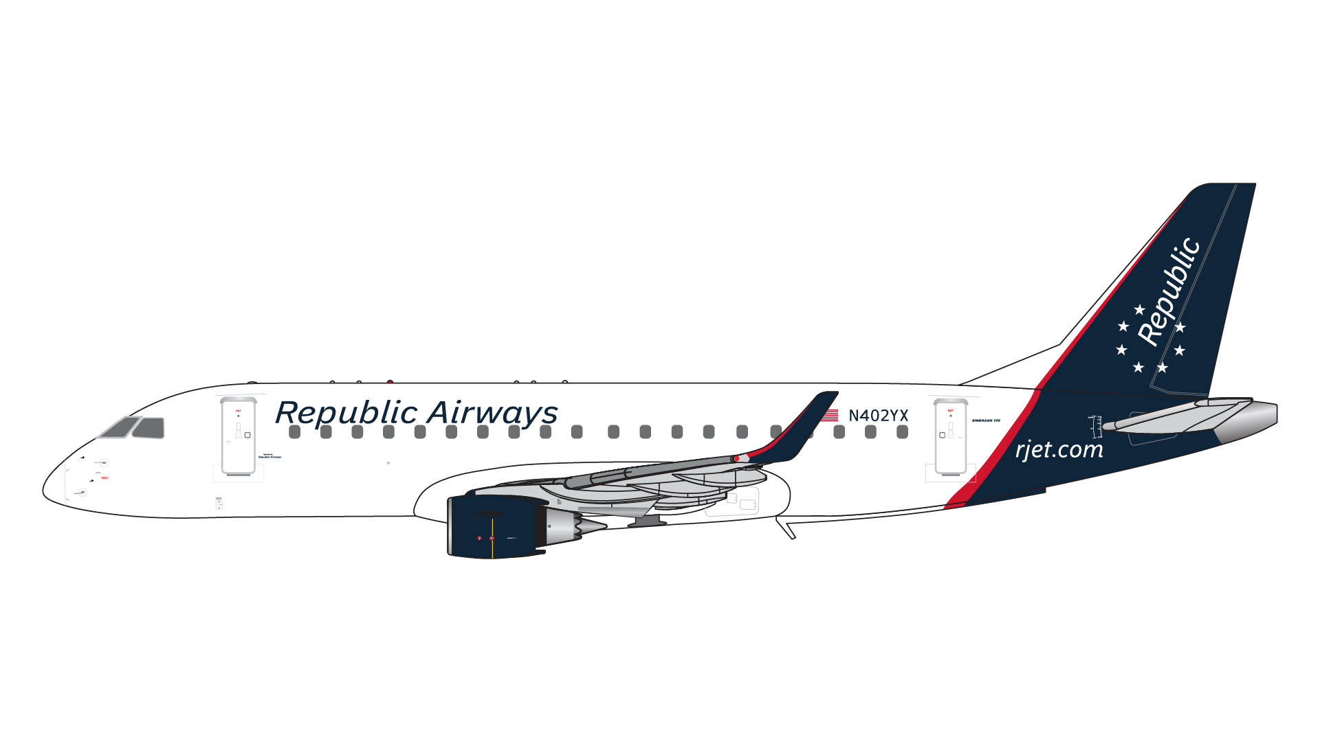GJRPA2086 GEMINI JETS Republic Airways / リパブリック航空 Embraer E175LR N402YX 1:400 メーカー完売