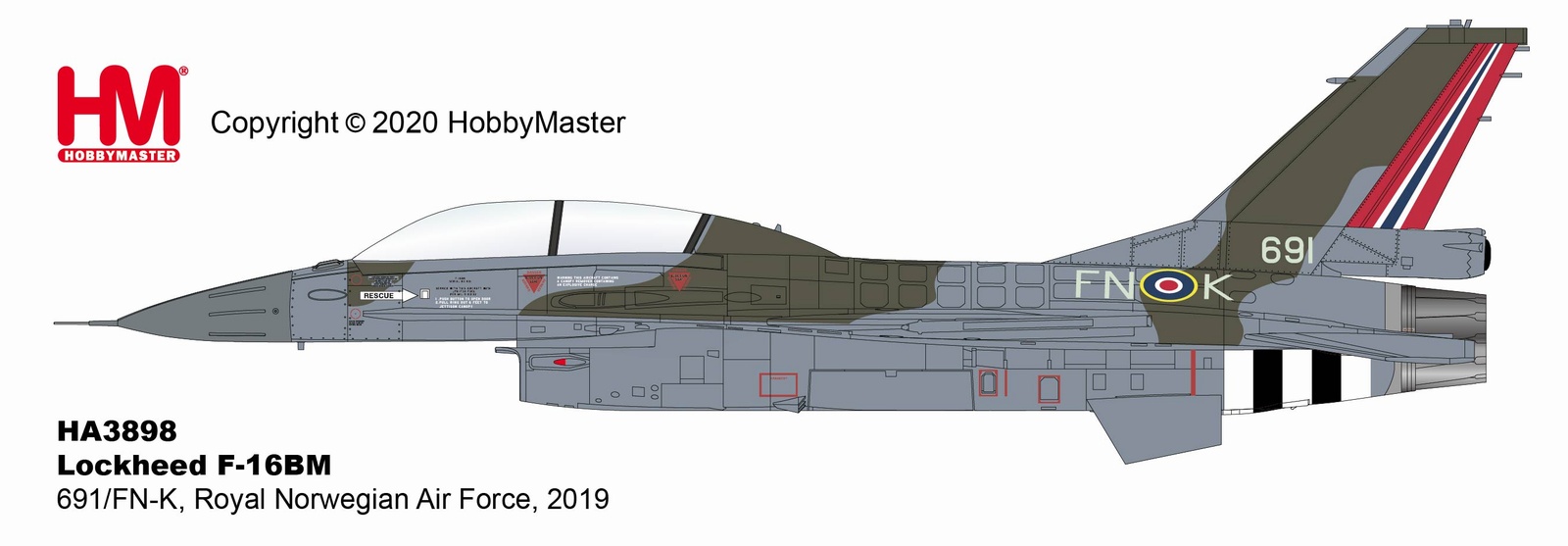HA3898 HOBBY MASTER Royal Norwegian Air Force / ノルウェー空軍 F-16BM 2019 691/FN-K 1:72 完売しました。 Hobby Master 1:72 Royal Norwegian Air Force / ノルウェー空軍 F-16 ファイティング・ファルコン 亜鉛ダイキャスト製