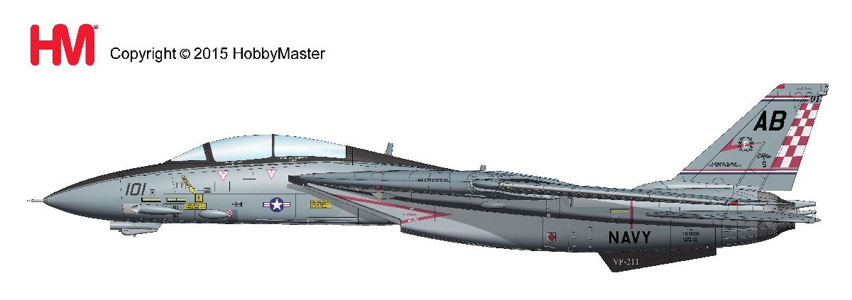 HA5201 HOBBY MASTER US NAVY / アメリカ海軍 F-14A VF-211 ファイティングチェックメイツ 1:72 完売しました。 Hobby Master 1:72 US NAVY / アメリカ海軍 F-14 トムキャット 亜鉛ダイキャスト製