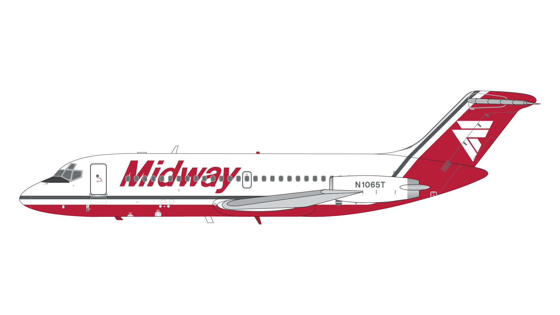 G2MID1190 GEMINI 200 Midway Airlines / ミッドウェイ航空 DC-9-15 N1065T  1:200 お取り寄せ