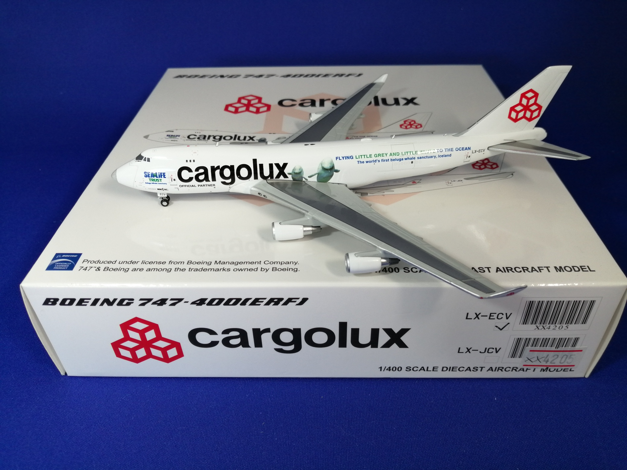 XX4205 JC WING Cargolux / カーゴルックス航空/カーゴルクス B747-400F LX-ECV 1:400 完売しました。 JC WING 1:400 Cargolux / カーゴルックス航空/カーゴルクス 747-400F 亜鉛ダイキャスト製