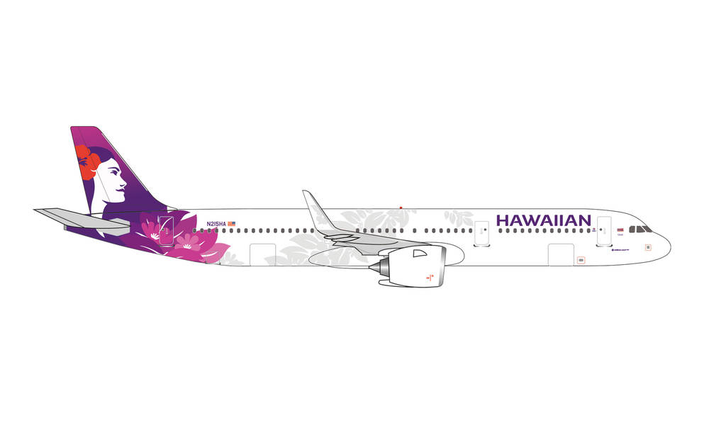 537049 Herpa Hawaiian Airlines / ハワイアン航空 A321neo N215HA Uhiuhi 1:500 完売しました Herpa 1:500 Hawaiian Airlines / ハワイアン航空 A321neo 亜鉛ダイキャスト製