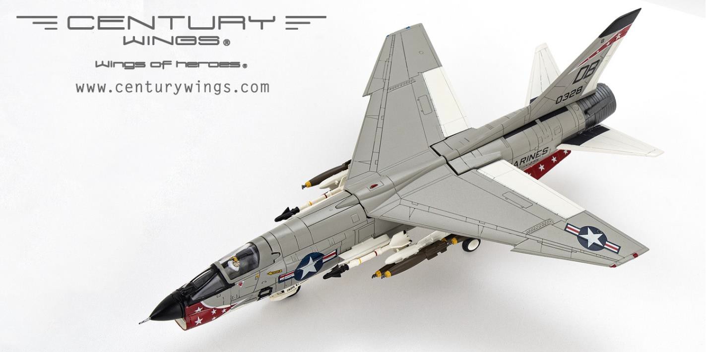 CW001644 CenturyWings USMC / アメリカ海兵隊 第235海兵戦闘飛行隊 (全天候) 「デス・エンジェルス」 ダナン基地・南ベトナム 1966年 F-8E クルーセイダー 0328/DB8 1:72 スタンド付き お取り寄せ