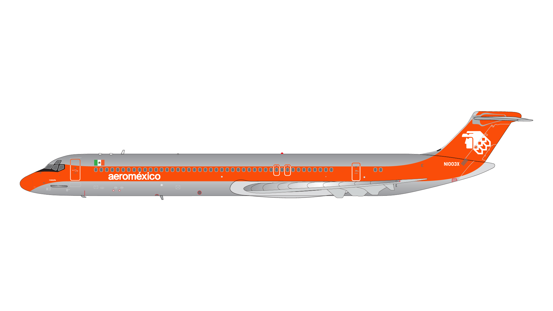 G2AMX404 GEMINI 200 Aeromexico / アエロメヒコ MD-82 N1003X polished w/ orange cheatline 1:200 完売しました。