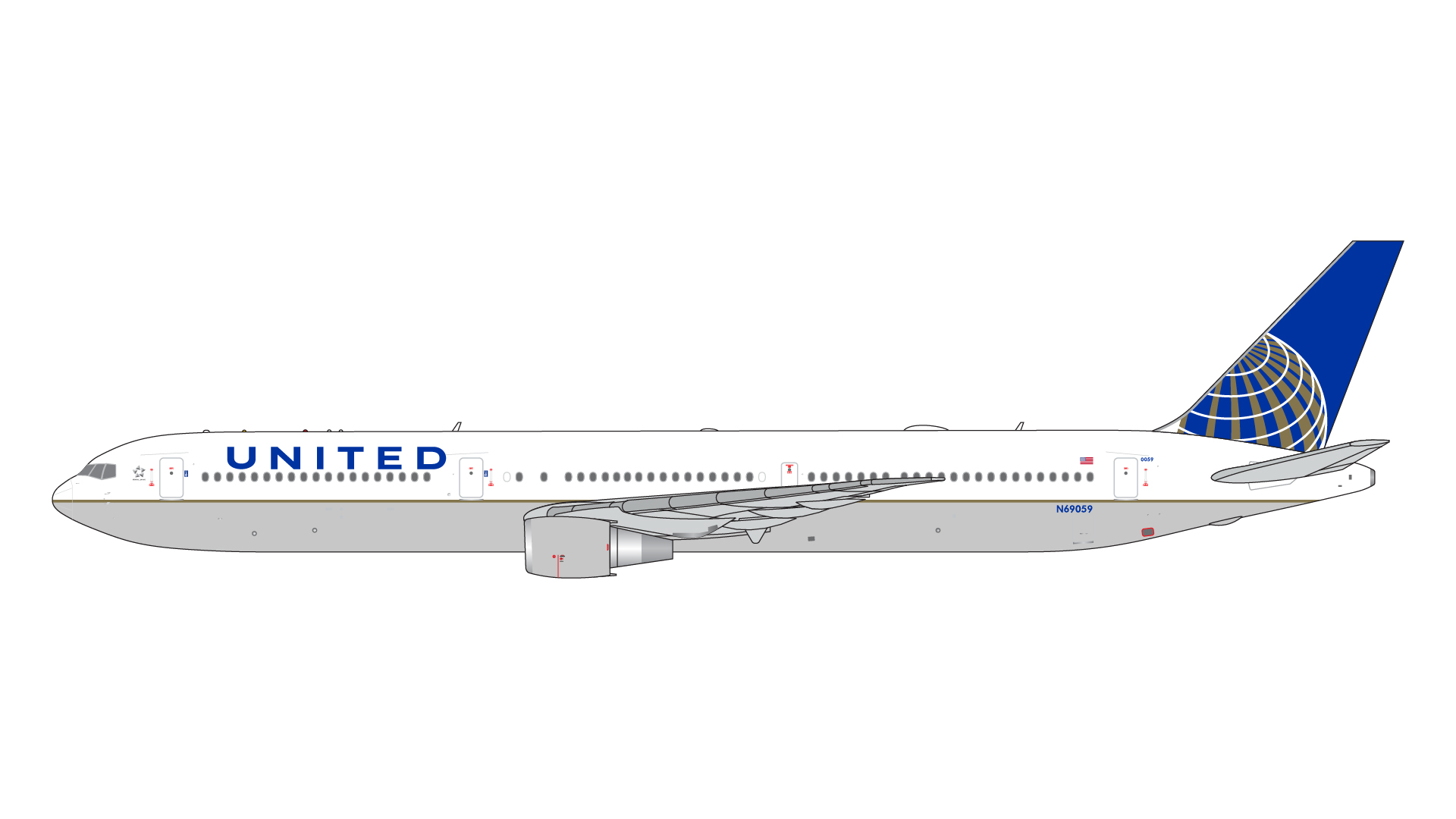 GJUAL2155 GEMINI JETS United Airlines / ユナイテッド航空 post-merger (previous) livery B767-400ER N69059 1:400 完売しました。