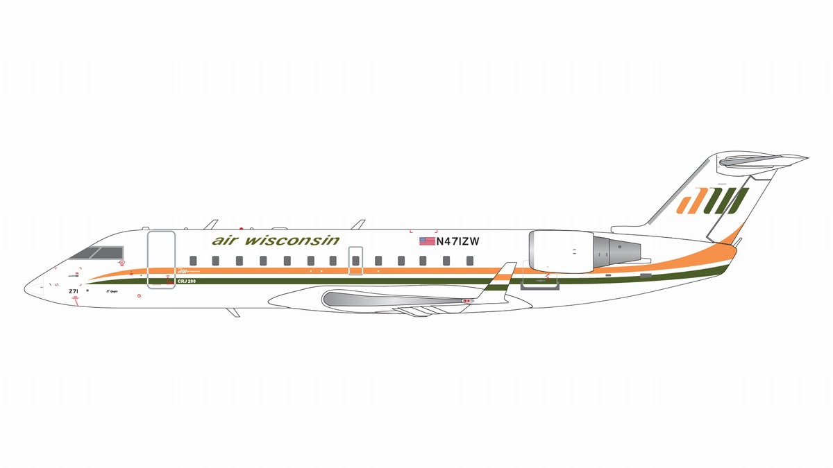G2AWI1244 GEMINI 200 Air Wisconsin / エア・ウィスコンシン CRJ-200LR N471ZW retro livery 1:200 お取り寄せ