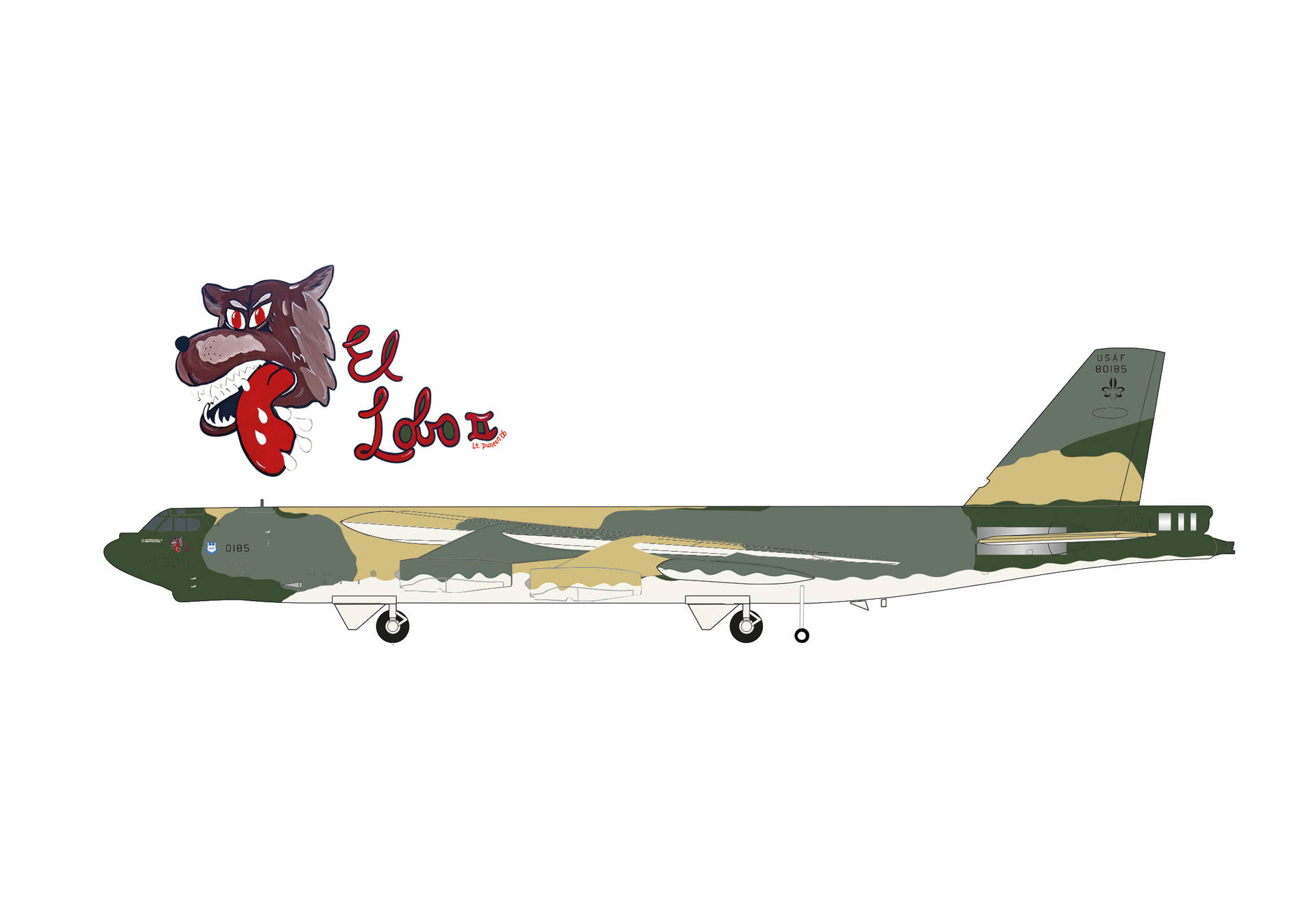 572767 Herpa U.S. Air Force / アメリカ空軍 B-52G 58-0185 596BS, 2BW “El Lobo II” バークスデールAB 1:200 お取り寄せ