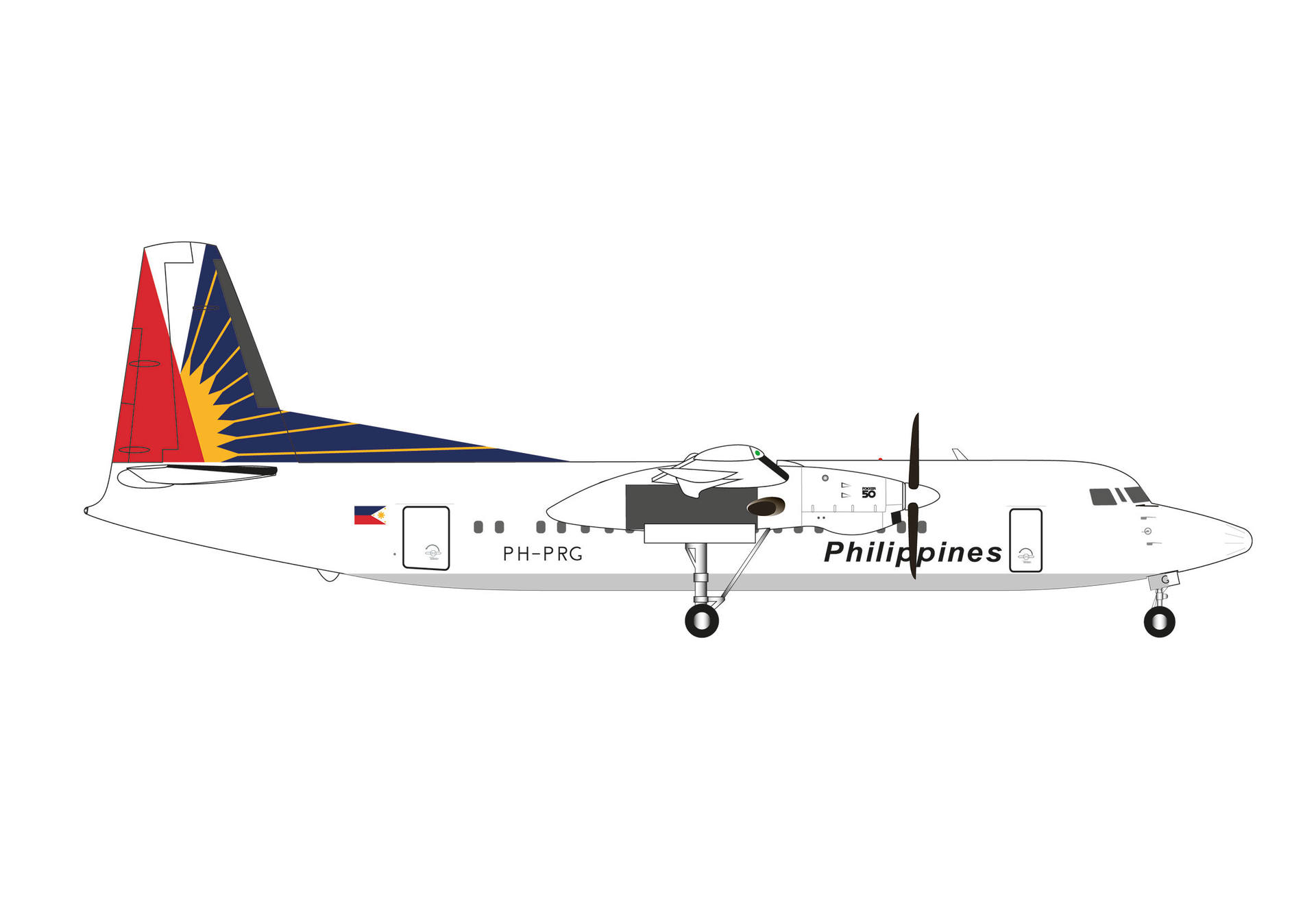 572811 Herpa Philippine Airlines / フィリピン航空 Fokker 50 PH-PRG 1:200