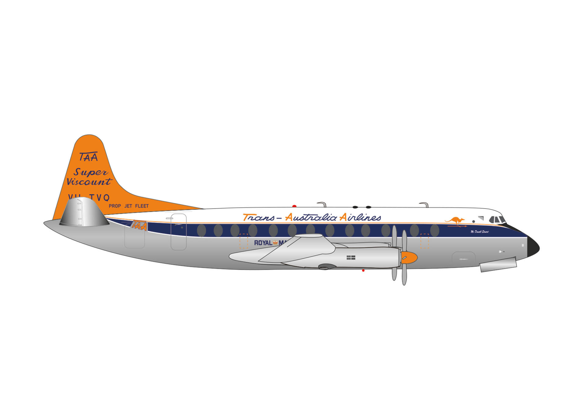 572859 Herpa TAA/Trans Australia / トランス・オーストラリア航空 Vickers Viscount 800 VH-TVQ McDouall Stuart 1:200 Herpa 1:200 TAA/Trans Australia / トランス・オーストラリア航空 Viscount 800 亜鉛ダイキャスト製