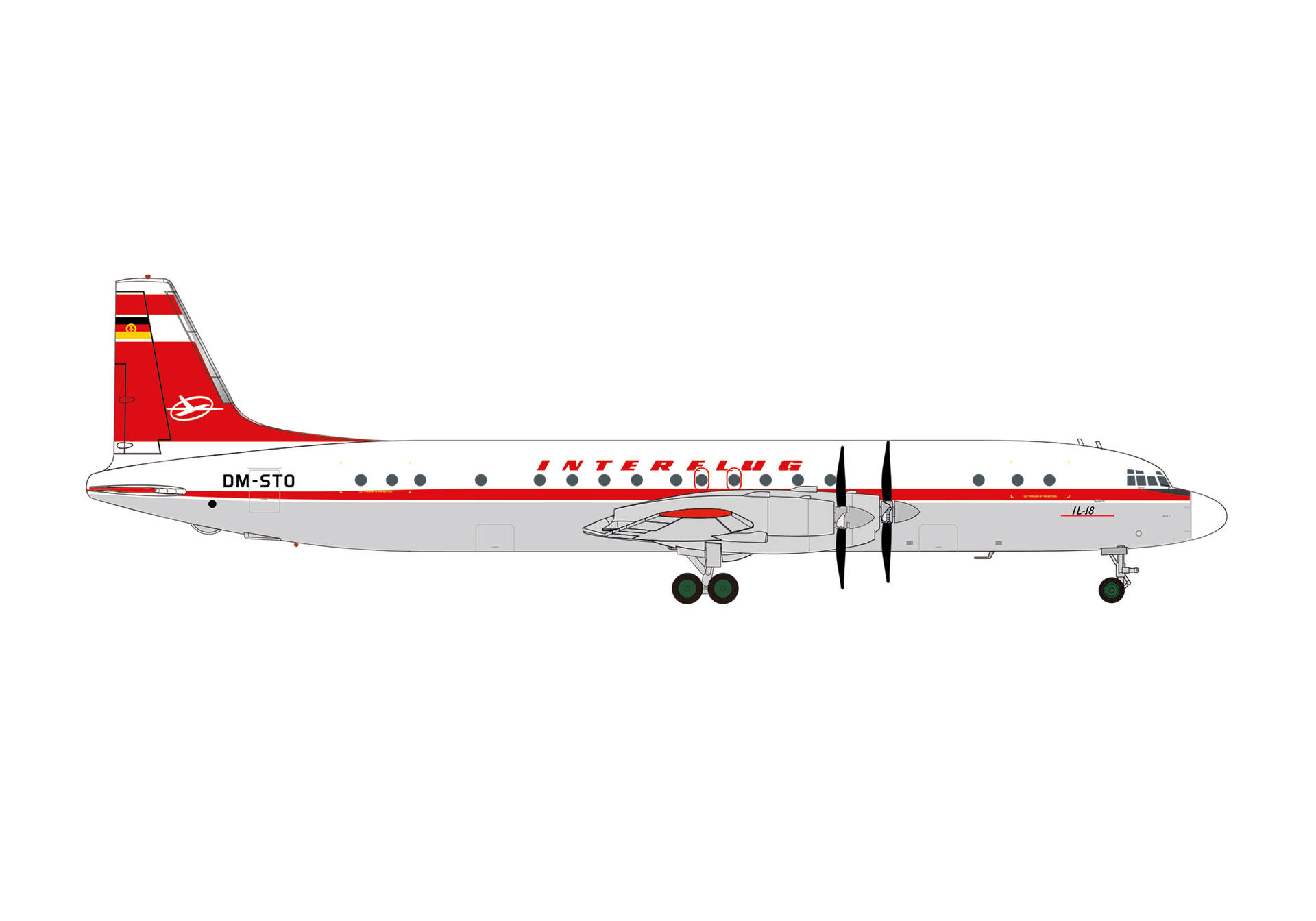572873 Herpa Interflug / インターフルグ/インターフルーク L-18 DM-STO 1:200