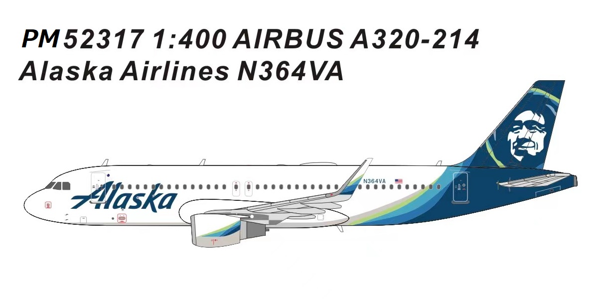PM52317 Panda Models Alaska Airlines / アラスカ航空 A320-200 N364VA 1:400 お取り寄せ Panda Models 1:400 ALASKA AIRLINES / アラスカ航空 A320 亜鉛ダイキャスト製