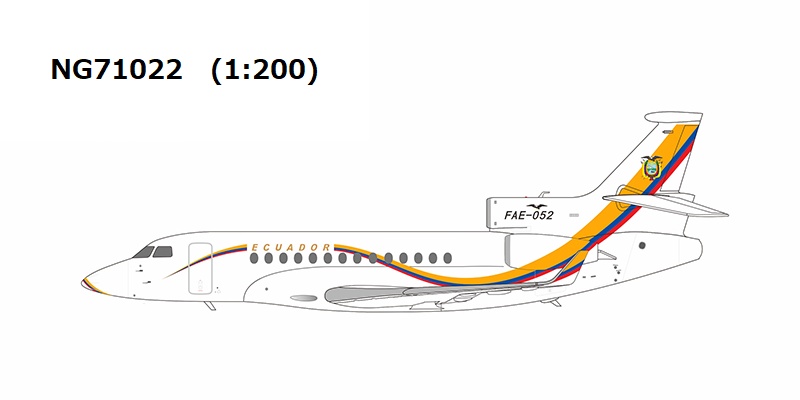 NG71022 NG MODELS Ecuador Air Force / エクアドル空軍 Falcon 7X FAE-052 1:200 お取り寄せ